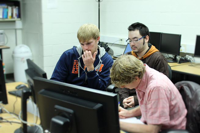 Students working on a group project in the Computer Science Lab