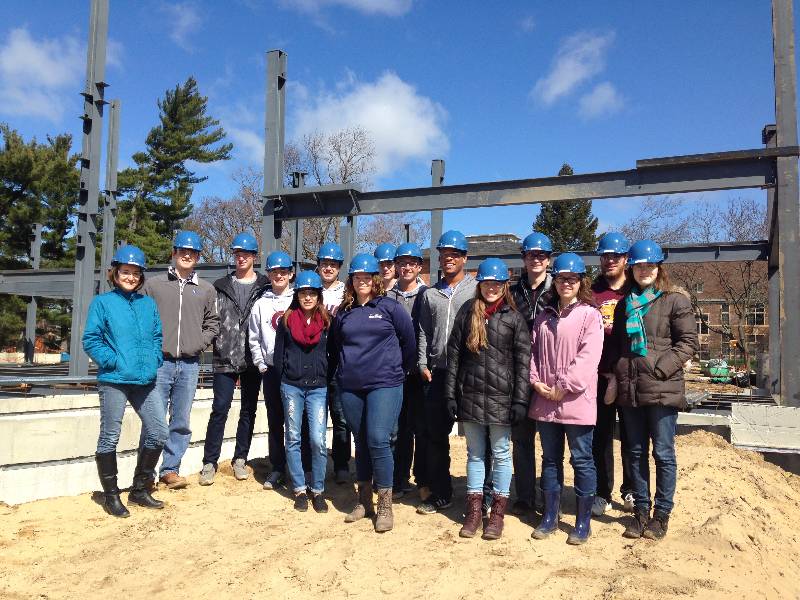 Civil Engineering students visit construction site of new Bultman Student Center