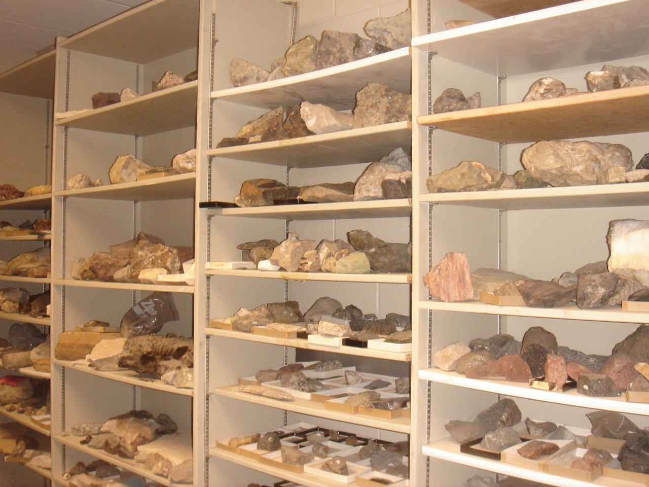 Shelves of rocks for use in teaching