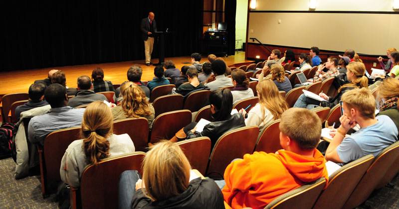 Speaker in a lecture