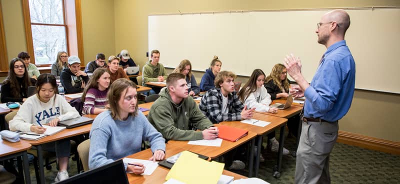 Dr. Jack Mulder teaches a classroom full of students