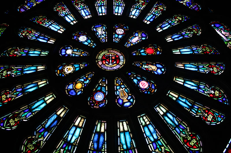 The rose window in Dimnent Memorial Chapel