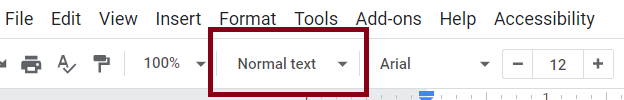 The Styles options on Google Docs is located to the left of the font.